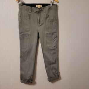 Democracy Ab Technology Womens Cargo Pants Size 10 Green Straight Leg Cropped